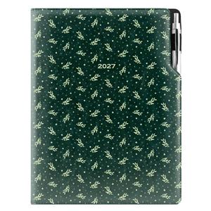 Diář DESIGN tydenní A4 2027 - zelená - Větvičky