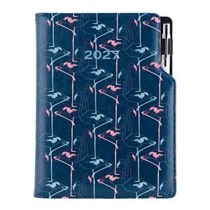 Diář DESIGN týdenní A5 2027 - modrá - Flamingo