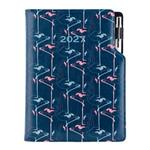 Diář DESIGN týdenní A5 2027 - modrá - Flamingo