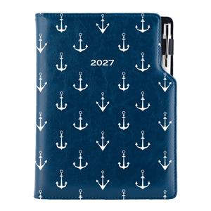 Diář DESIGN týdenní A5 2027 - modrý - námořník - kotvy