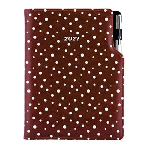 Diář DESIGN týdenní A5 2027 slovenský - hnědá - Puntíky