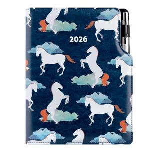 Diář DESIGN týdenní B5 2026 - modrá - Koně