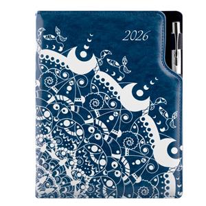 Diář DESIGN týdenní B5 2026 - modrá - Ornament