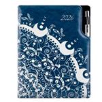 Diář DESIGN týdenní B5 2026 - modrá - Ornament