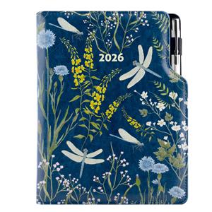 Diář DESIGN týdenní B5 2026 - modrá - Vážky