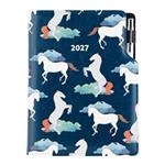 Diář DESIGN týdenní B5 2027 - modrý - koně