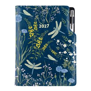 Diář DESIGN týdenní B5 2027 - modrý - vážky