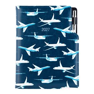 Diář DESIGN týdenní B5 2027 polský - modrá - Letadla