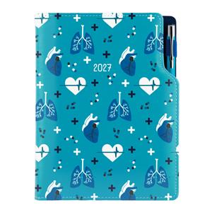 Diář DESIGN týdenní B5 2027 polský - tyrkysová - Doktor - srdce