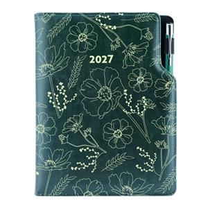 Diář DESIGN tydenní B5 2027 - zelená - Květiny