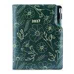 Diář DESIGN tydenní B5 2027 - zelená - Květiny