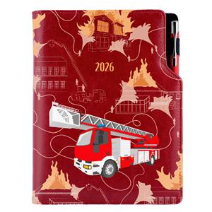 Diář DESIGN týdenní B6 2026 český - bordó - Hasič