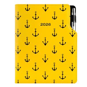 Diář DESIGN týdenní B6 2026 - žlutá - Námořník - kotvy