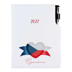 Diář DESIGN týdenní B6 2027 - bílá - Česko - vlajka