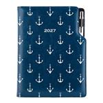 Diář DESIGN týdenní B6 2027 - modrá - Námořník - kotvy