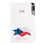 Diář DESIGN týdenní kapesní 2026 český - bílá - Česko - vlajka