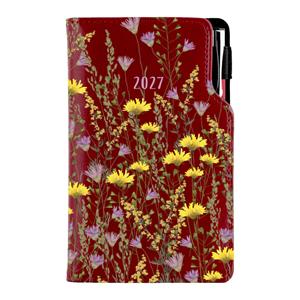 Diář DESIGN tydenní kapesní 2027 - bordó - Louka