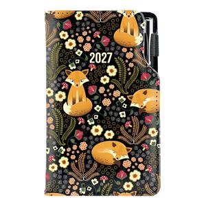 Diář DESIGN tydenní kapesní 2027 - černý - Liška