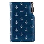 Diář DESIGN týdenní kapesní 2027 český - modrá - Námořník - kotvy