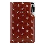 Diář DESIGN tydenní kapesní 2027 - hnědá - Bílý květ