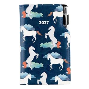Diář DESIGN tydenní kapesní 2027 - modrý - koně