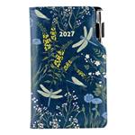 Diář DESIGN tydenní kapesní 2027 - modrý - vážky