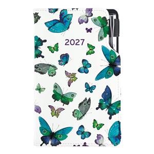 Diář DESIGN tydenní kapesní 2027 polský - Motýli modří