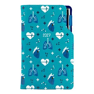 Diář DESIGN týdenní kapesní 2027 polský - tyrkysová - Doktor - srdce