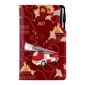 Diář DESIGN týdenní kapesní 2027 slovenský - bordó - Hasič