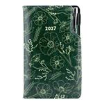 Diář DESIGN tydenní kapesní 2027 - zelená - Květiny