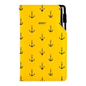 Diář DESIGN tydenní kapesní 2027 - žlutá - námořník - kotvy
