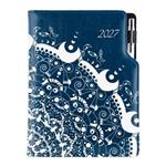 Diář DESIGN týdenní speciál A5 2027 - modrá - Ornament