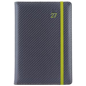 Diář ELASTIC denní A5 2027 polský - grafit/zelená gumička