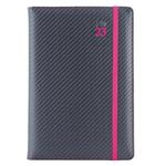 Diář ELASTIC denní B6 2023 - grafit/magenta gumička