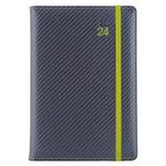 Diář ELASTIC denní B6 2024 - grafit/zelená gumička