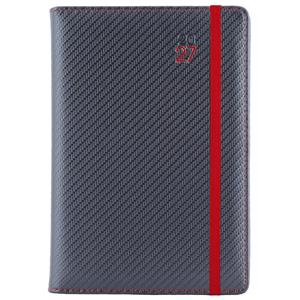 Diář ELASTIC denní B6 2027 polský - grafit/červená gumička