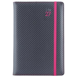 Diář ELASTIC denní B6 2027 polský - grafit/magenta gumička