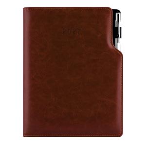 Diář GEP s propiskou denní A5 2027 český - hnědá