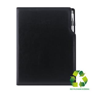 Diář GEP s propiskou týdenní A4 2027 - černá/černý vnitřek - recyklovaná koženka
