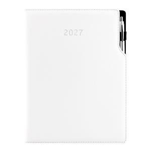 Diář GEP s propiskou týdenní A4 2027 polský - bílá/bílé obšití