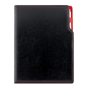 Diář GEP s propiskou týdenní A4 2027 polský - černá/červený vnitřek