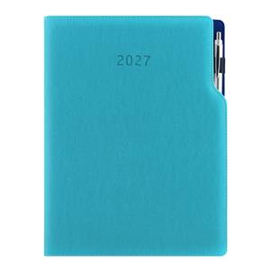 Diář GEP s propiskou týdenní A4 2027 - tyrkysová/modrý vnitřek