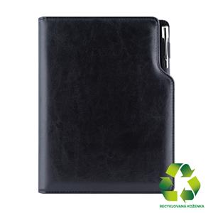 Diář GEP s propiskou týdenní B5 2027 - černá/černý vnitřek - recyklovaná koženka