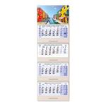 Dřevěný čtyřměsíční kalendář Kvatro Wood Benátky skládaný český se spirálou 2024 - modrý