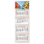 Dřevěný čtyřměsíční kalendář Kvatro Wood Benátky skládaný Slovenský se spirálou 2024 - šedý