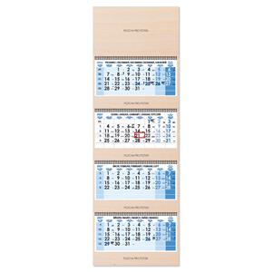 Dřevěný čtyřměsíční kalendář Kvatro Wood skládaný český se spirálou 2027 - modrý