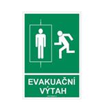 Evakuační výtah - bezpečnostní tabulka, samolepka 150x200 mm