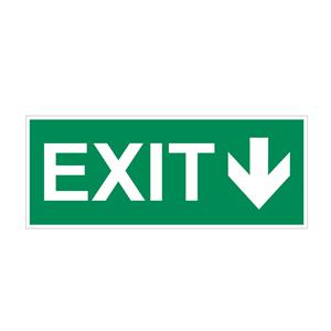 EXIT - nápis so šípkou - bezpečnostná tabuľka, plast 1 mm 300x120 mm