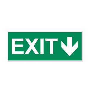 EXIT - nápis so šípkou - bezpečnostná tabuľka, samolepka 300x120 mm