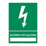 GŁÓWNY WYŁĄCZNIK ……………….., naklejka 210x297 mm